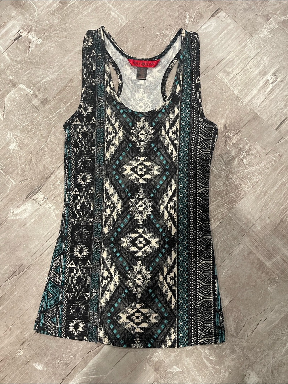 Hot Kiss Racerback Tank - Teal & Black